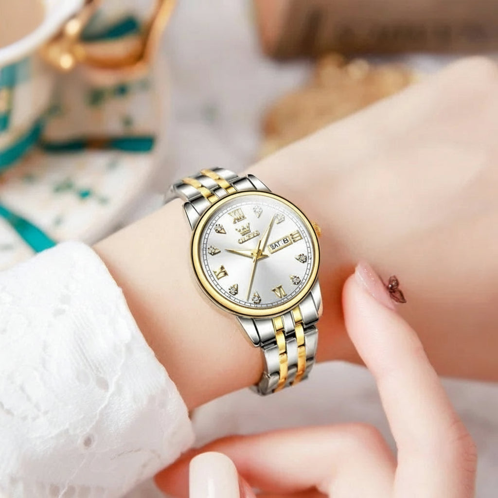 Stainless Steel Couple's Quartz Watches