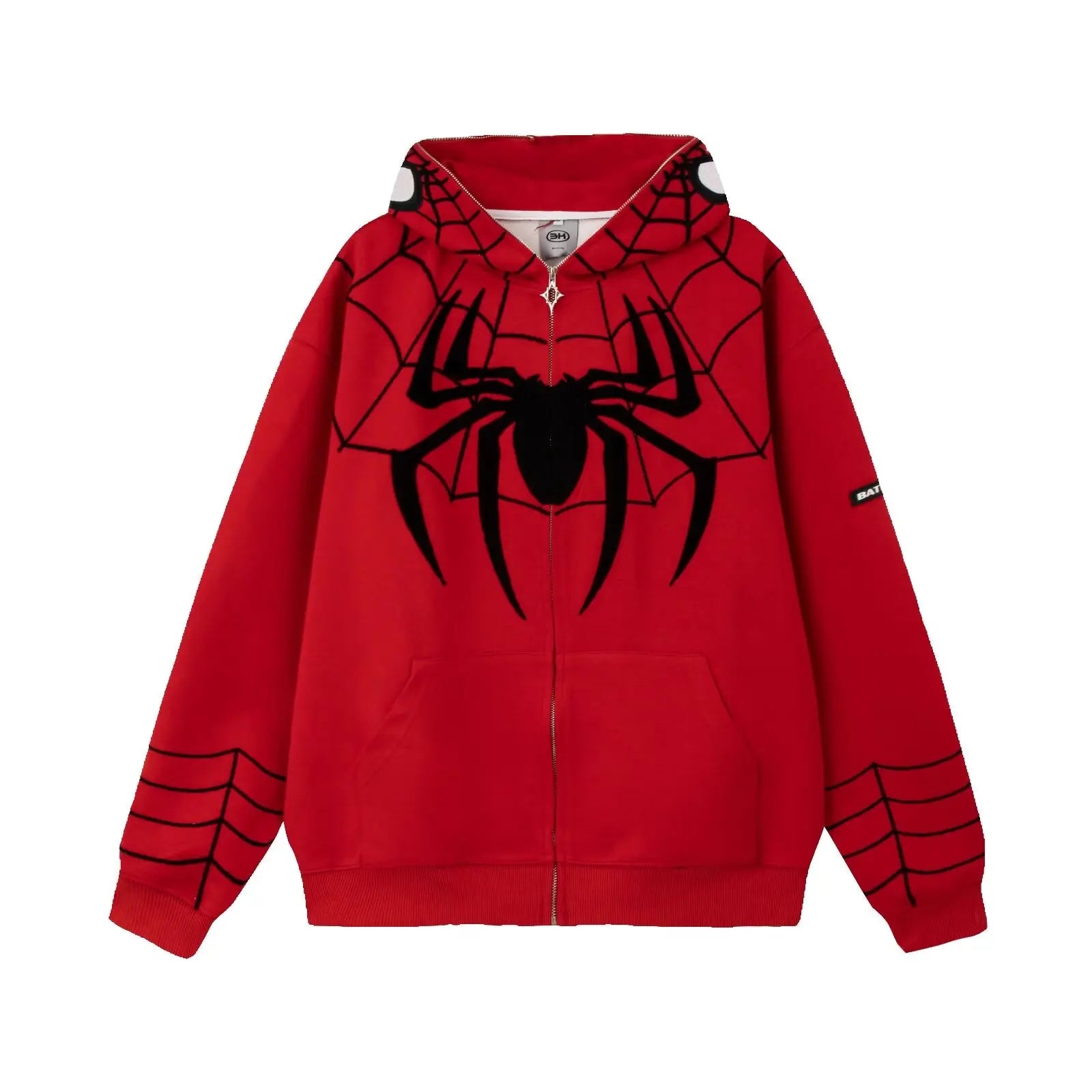 Embroidered Zipper Cardigan Sweater Male and Female Models Autumn Lovers Oversized Marvel Hero Street Spider Hoodie