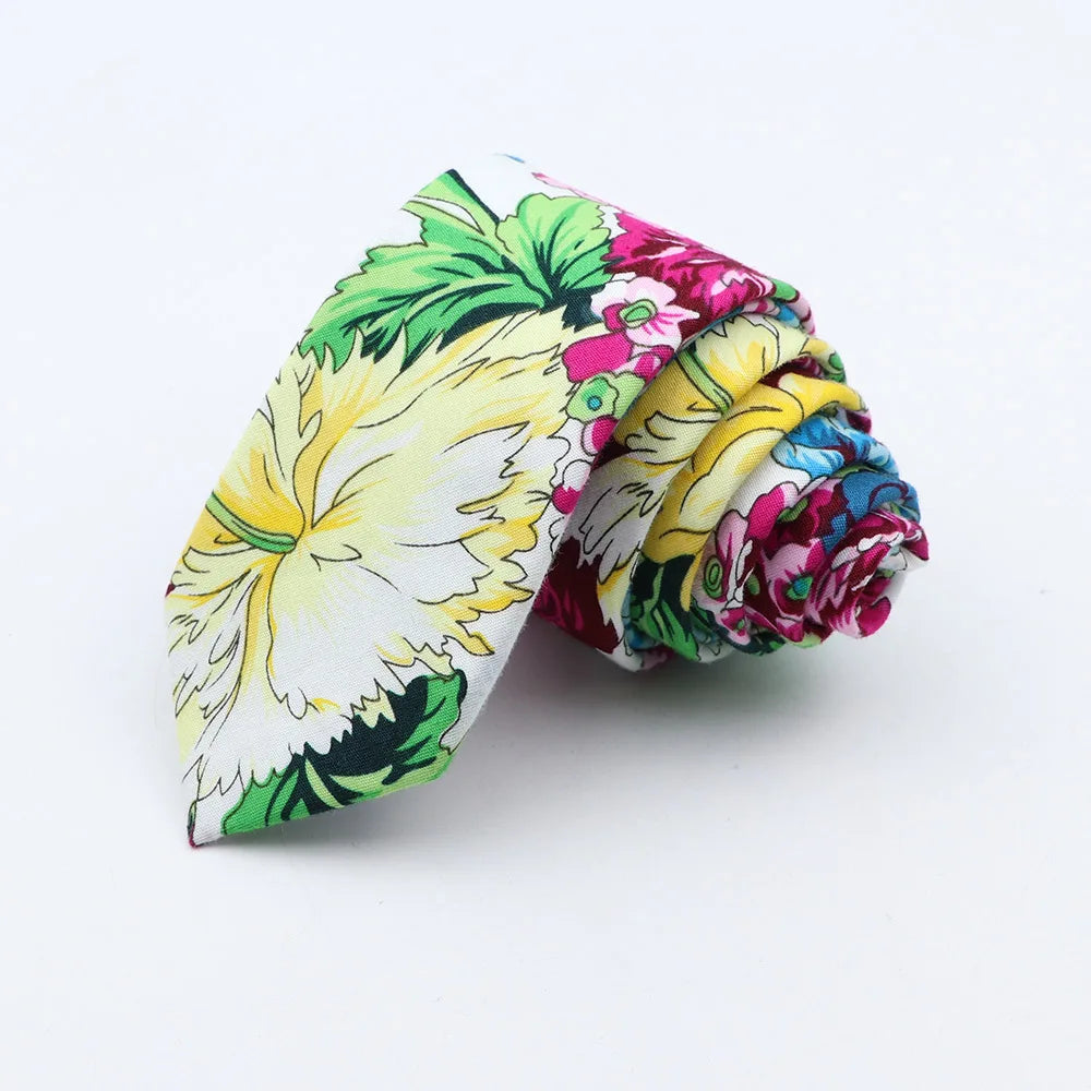 New Fashion Floral Tie for Men Narrow Casual Men's Ties Wedding Party Skinny Flower Printed Neckties Male Suits Neck Ties Cravat