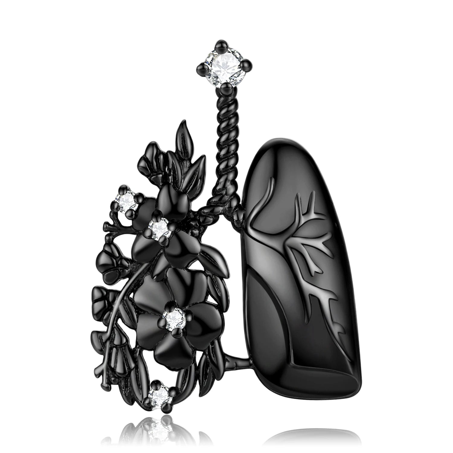 Flower and Lungs Necklace Pendant with Clear Zircon Original 925 Sterling Silver for Women Necklace Jewelry Dropshipping