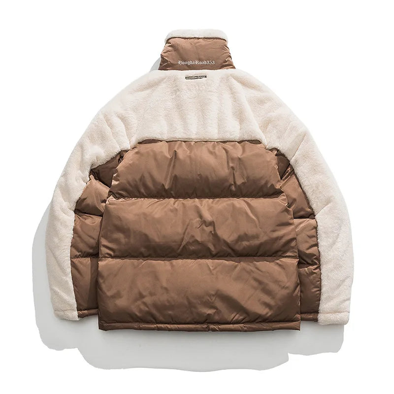 Stand Collar Boys Winter Jackets 2022 Quilted Bomber Jacket Men Fashion Fleece Utility Sherpa Jacket