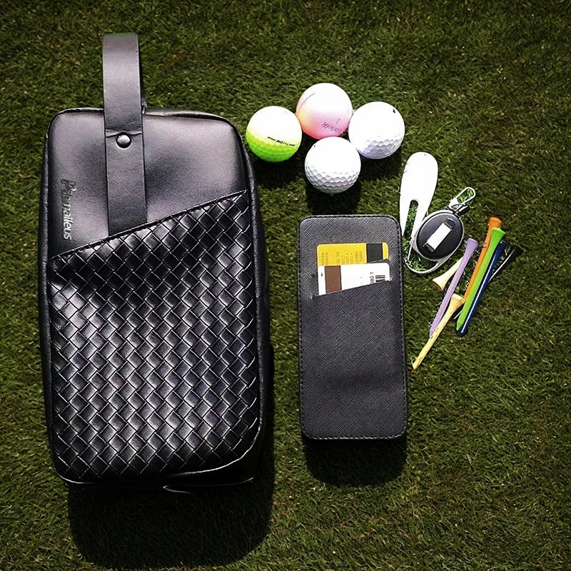 Golf Bags for Men Golf Products Mesh Clutch Travel Bags Black Geometric Men's Messenger Sport Bags PU Leather Clutch