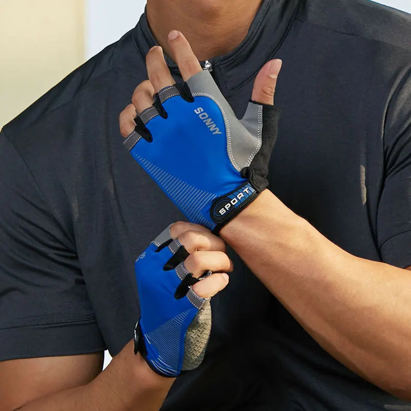 Custom Men Half Finger Fitness Outdoor Gym Sport Mountain Bicycle Riding Gloves