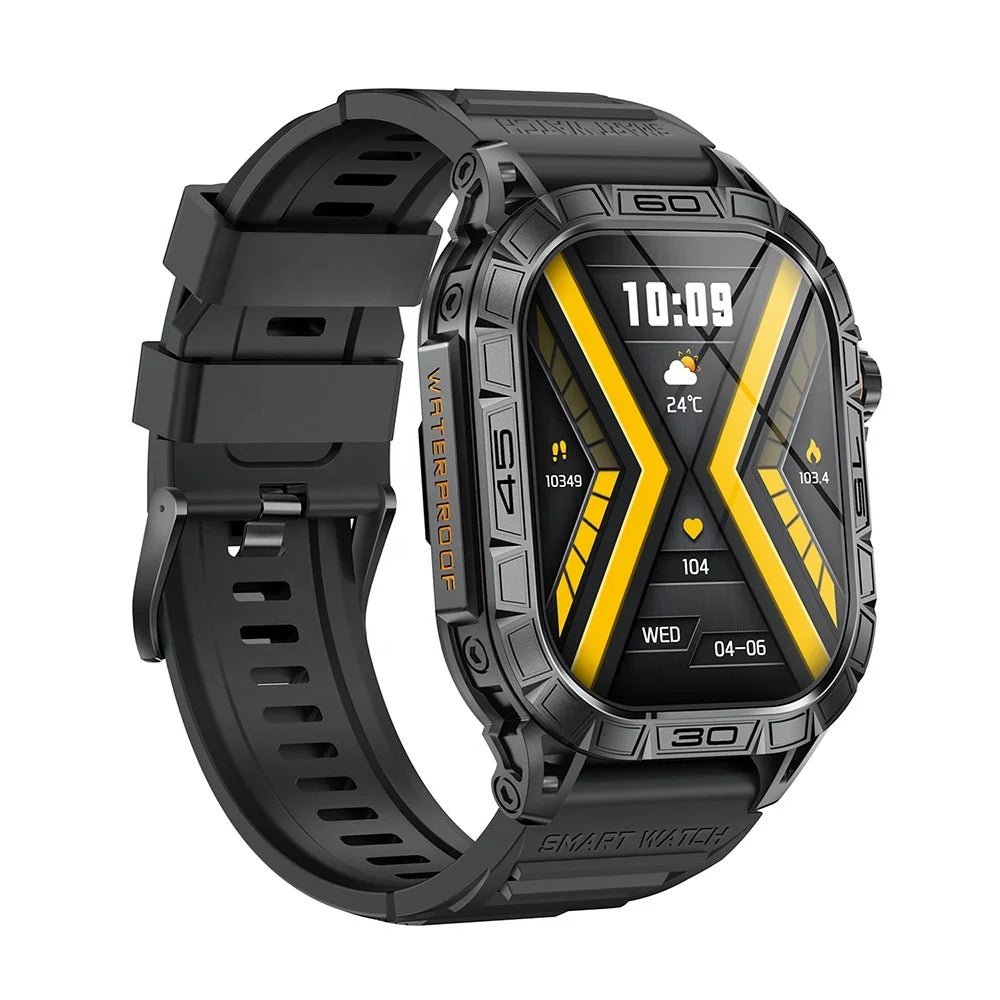 New 1.96 Inch AMOLED HD Screen BT Calling Smartwatch Outdoor Fitness Bracelet Heart Rate Sport Smart Watch K63 for Men