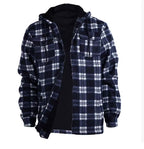 Julian's Menswear Navy Men's Casual Fleece Plaid Jacket