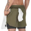 Men Gym Double Layer Mesh Shorts Pockets Quick Dry Breathable Workout Training Jogging Men's Shorts