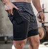 Men Gym Double Layer Mesh Shorts Pockets Quick Dry Breathable Workout Training Jogging Men's Shorts