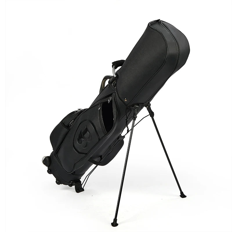 Six Divider Pu Leather Waterproof Golf Stand Bag Custom Lightweight Stand Golf Club Bags with Two Wheels