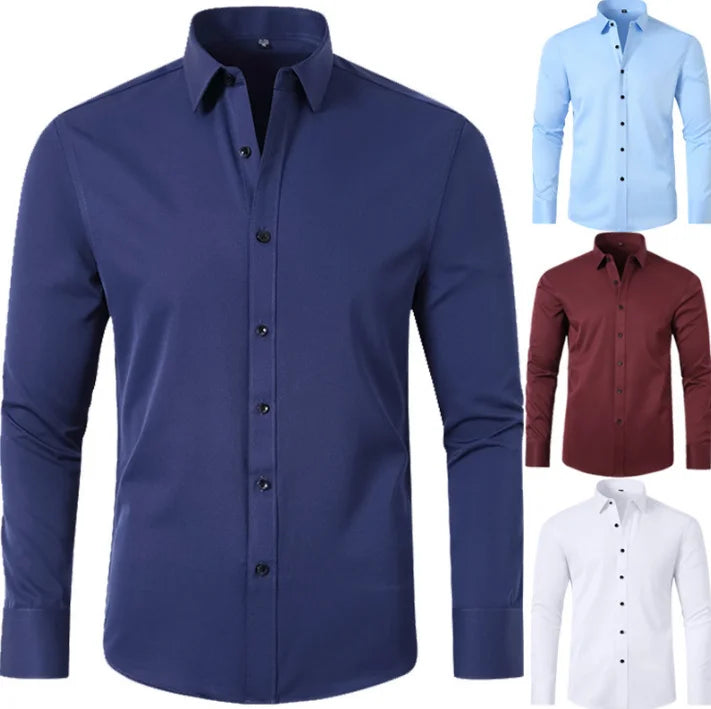 Men's Wrinkle-Resistant Cotton Dress Shirt - Long Sleeve