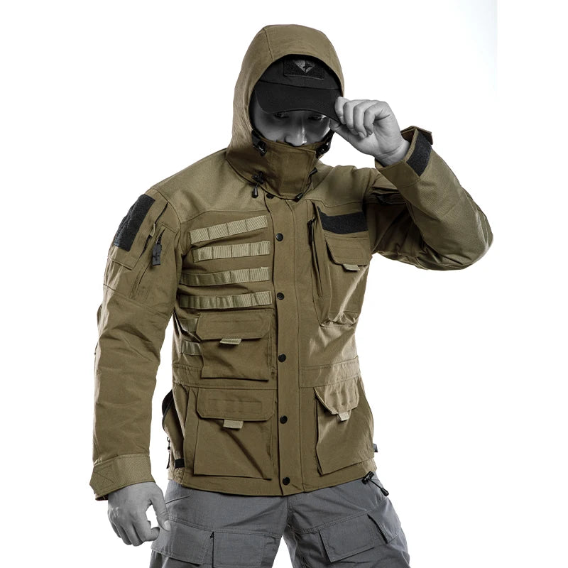 Men's Army Green Stand Collar Tactical Jacket - 100% Nylon Winter Outerwear | Julian's Menswear