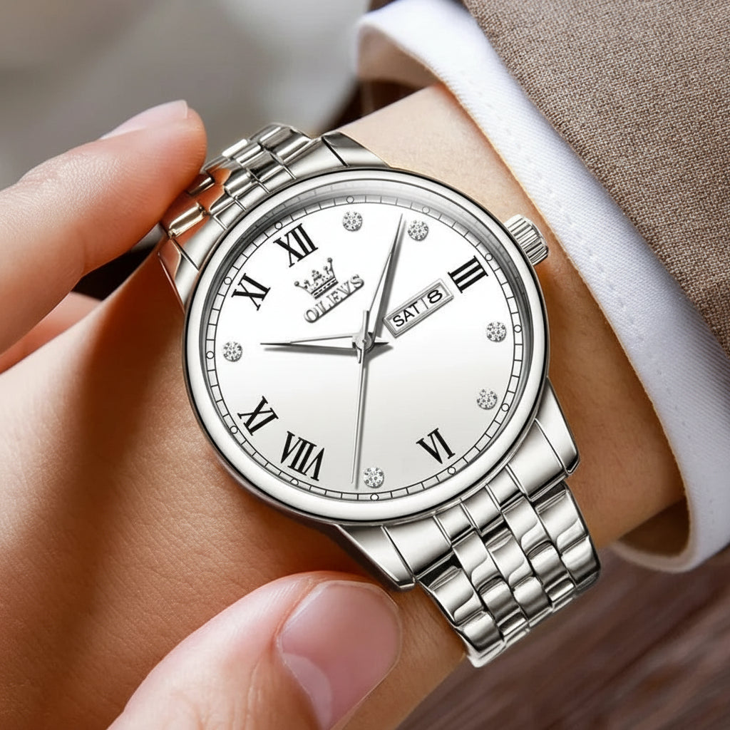 Stainless Steel Couple's Quartz Watches