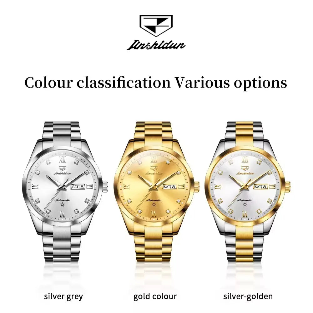 Men's Automatic Mechanical Watch - Luminous Luxury Timepiece with Calendar