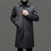 New Thick Long Dyed Woolen Coat Men's Winter Dad's Casual Plus Turn-down Collar Single Button Eco-Friendly
