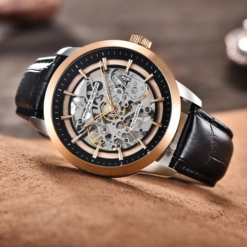 PAGANI DESIGN Mens Watch Skeleton Hollow Mechanical Watch Wrist Luxury Automatic Watches for Men Chronograph High Quality Clock