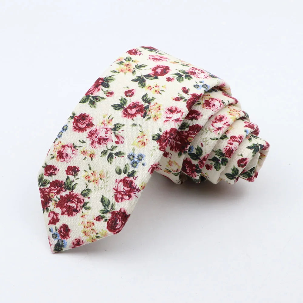 New Fashion Floral Tie for Men Narrow Casual Men's Ties Wedding Party Skinny Flower Printed Neckties Male Suits Neck Ties Cravat