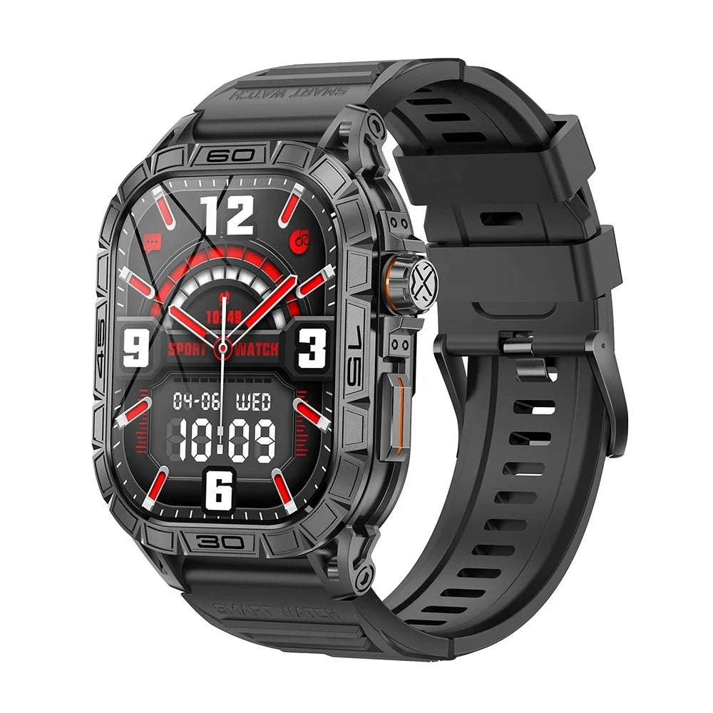 New 1.96 Inch AMOLED HD Screen BT Calling Smartwatch Outdoor Fitness Bracelet Heart Rate Sport Smart Watch K63 for Men