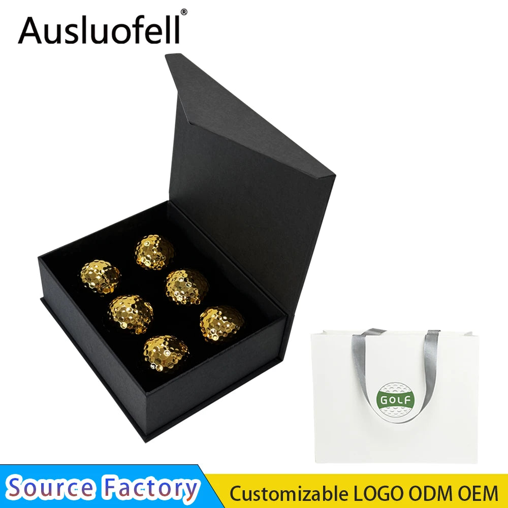 Custom Sarin Synthetic Rubber Durable Gold-plated Golf Ball Gift Wholesale Two Layer Golf Balls