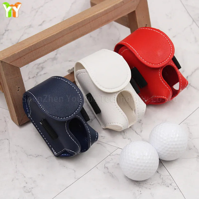 Stocked PU Leather Golf Balls Tees Holder Colorful Golf Ball Pouch Waist Bag Storage Case