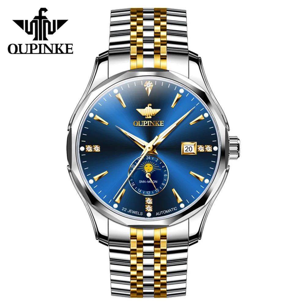 Men's Automatic Mechanical Watch - Stainless Steel with Date Display
