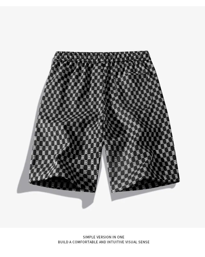 Men's Fashion Street Style Summer Sports Shorts Customized Full Print Canvas Fabric Mid Waist Casual Knitted Logo Design