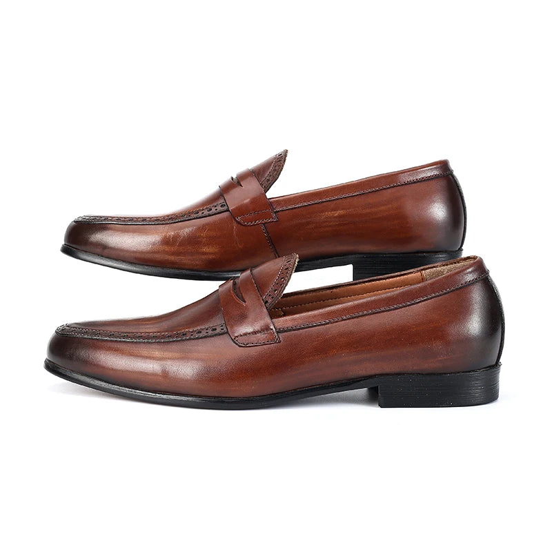 Julian's |Pair of brown leather loafers on a white background2