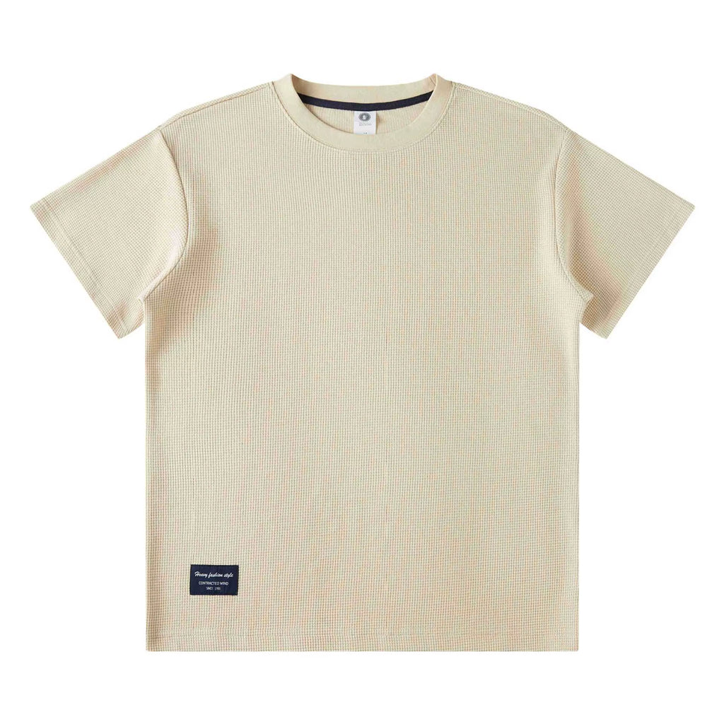 S Khaki Men's Heavyweight 280GSM Waffle Knit Tee - All-Day Comfort & Retro Style Julian's Menswear