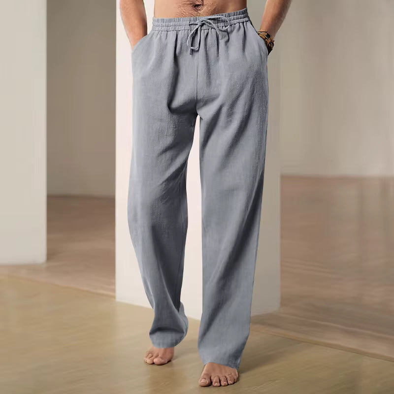 Light-Blue Cotton Linen Pants