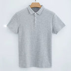 Julian's Menswear S Mist Gray Men's 230GSM Casual Cotton Polo Shirt - Classic Smart-Casual Style in 9 Colors, S-5XL