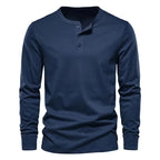 Julian's Menswear M Navy Men's Casual Long Sleeve Shirt: Breathable Polyester-Cotton Blend, Slim-Fit, 6 Colors, Sizes M-3XL
