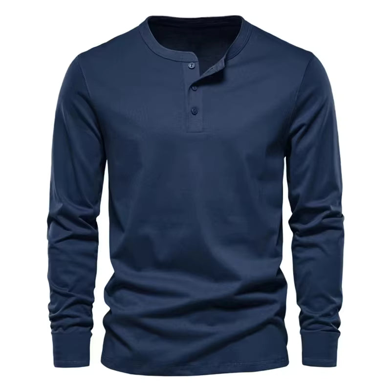 Julian's Menswear M Navy Men's Casual Long Sleeve Shirt: Breathable Polyester-Cotton Blend, Slim-Fit, 6 Colors, Sizes M-3XL