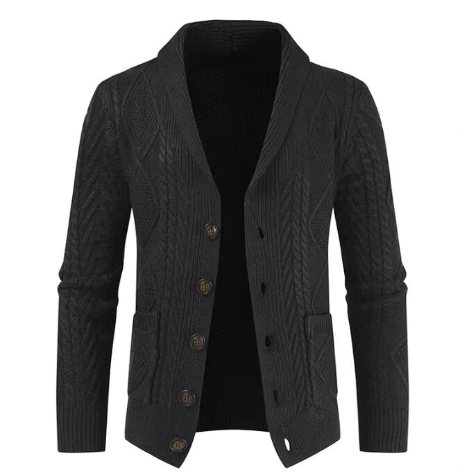 Men's Sweater Cardigan – Button Down V-Neck Cable Knit
