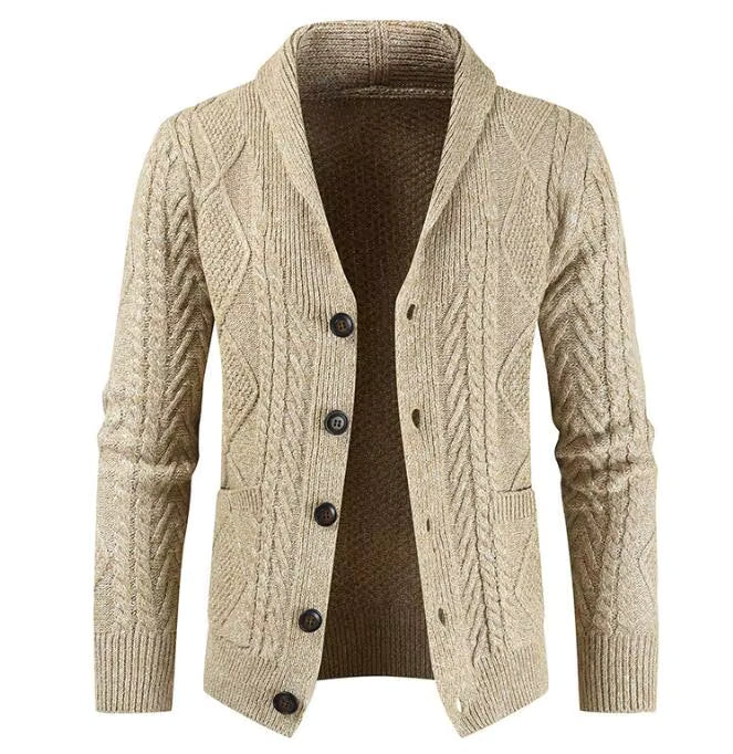 Men's Sweater Cardigan – Button Down V-Neck Cable Knit