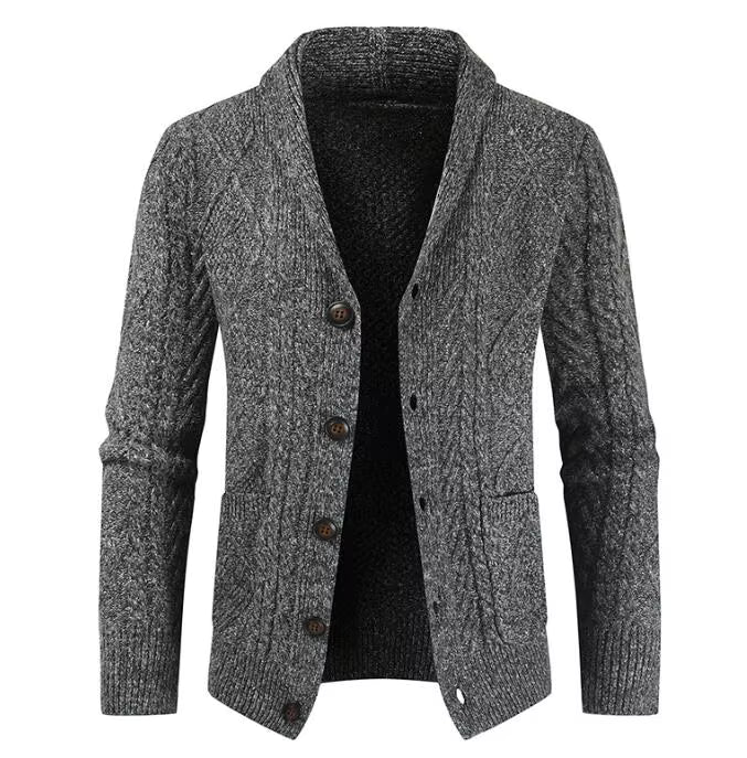 Men's Sweater Cardigan – Button Down V-Neck Cable Knit