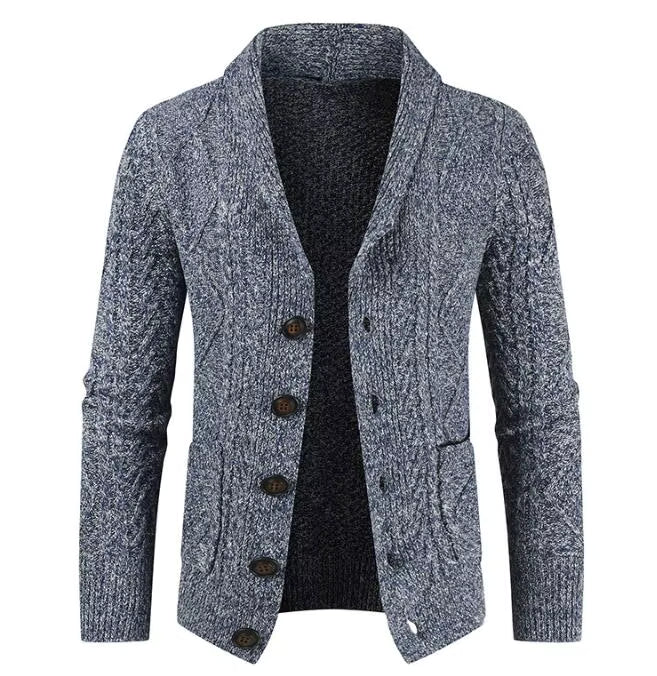 Men's Sweater Cardigan – Button Down V-Neck Cable Knit