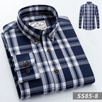 Julian's Menswear Men's Casual Cotton Plaid Long-Sleeve Shirt
