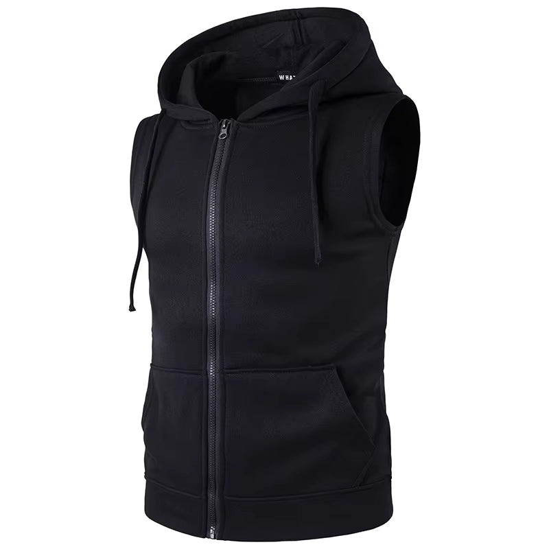 Julian's Menswear S Black Men's Sleeveless Hoodie Vest: Lightweight sleeveless hoodie for casual style and comfort