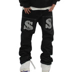 Julian's Menswear Men's Straight Leg Washed Denim Jeans - Black
