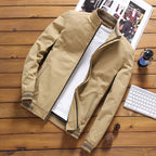 Julian's Menswear Earth Yellow Men's Casual Cotton Zip-up Jacket - Versatile Casual Style Reinforced Stitching for Durability
