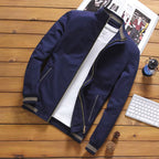 Julian's Menswear M Navy Men's Casual Cotton Zip-up Jacket - Versatile Casual Style, Reinforced Stitching for Durability
