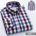 Julian's Menswear Men's Casual Cotton Plaid Long-Sleeve Shirt