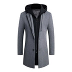 Julian's Menswear M Gray Men's Wool Overcoat with Detachable Hood