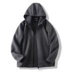 Julian's Menswear M Gray Men's Hooded Polar Fleece V-Neck Winter Jacket - Warm & Stylish