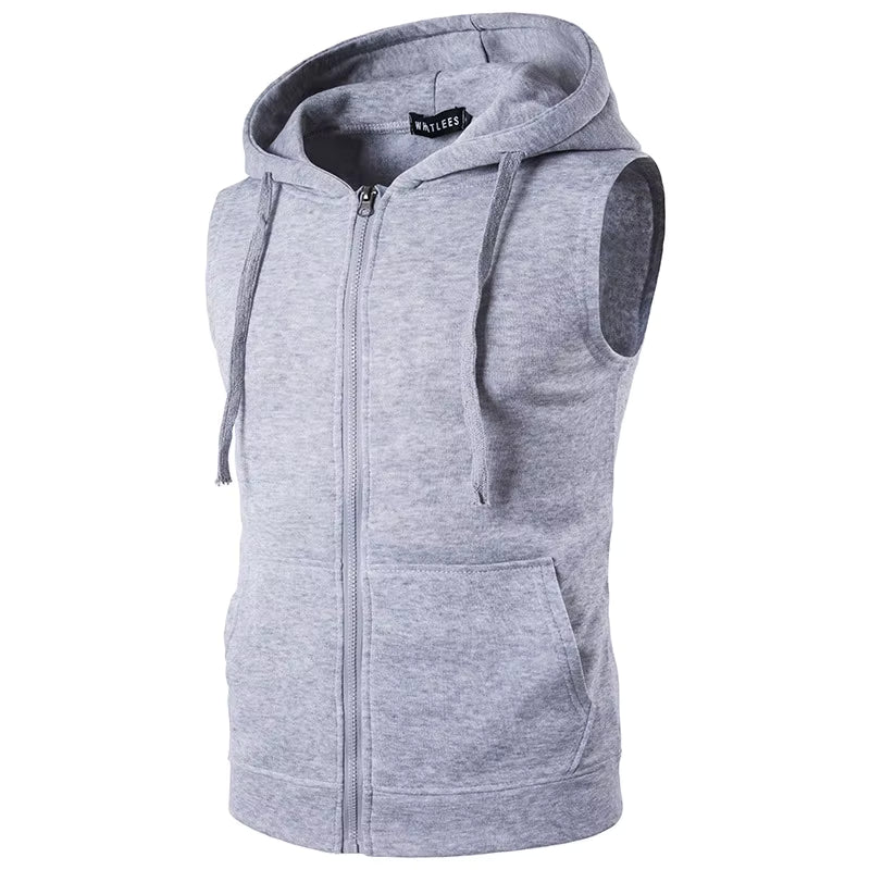 Julian's Menswear S Gray Men's Sleeveless Hoodie Vest: Lightweight sleeveless hoodie for casual style and comfort