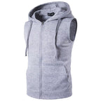 Julian's Menswear S Gray Men's Sleeveless Hoodie Vest: Lightweight sleeveless hoodie for casual style and comfort