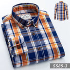 Julian's Menswear Men's Casual Cotton Plaid Long-Sleeve Shirt