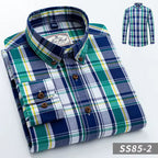 Julian's Menswear Men's Casual Cotton Plaid Long-Sleeve Shirt