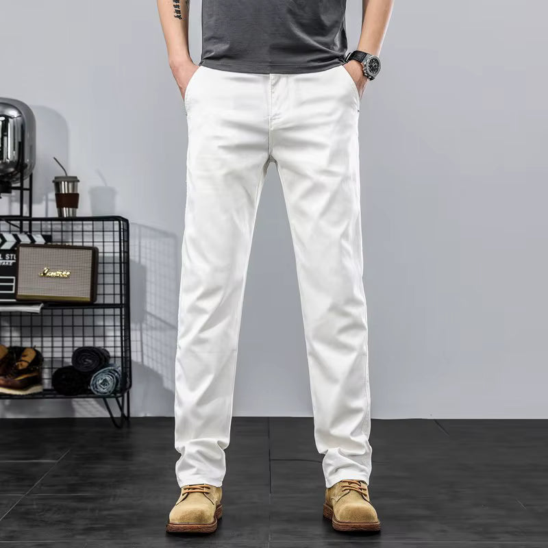 Julian's Menswear 28 Gray Versatile Men's Classic Stretch Chinos for Office, Weekend & Beyond