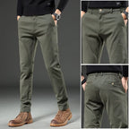 Julian's Menswear M Army Green Men's Cotton Straight-Leg Chinos s - Heavyweight Chinos for Smart-Casual Wear
