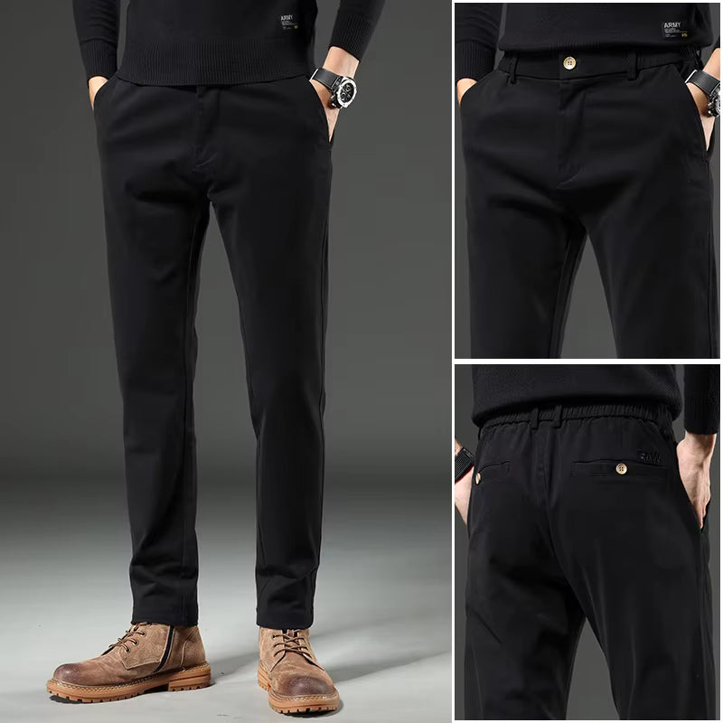 Julian's Menswear M Black Men's Cotton Straight-Leg Chinos s - Heavyweight Chinos for Smart-Casual Wear