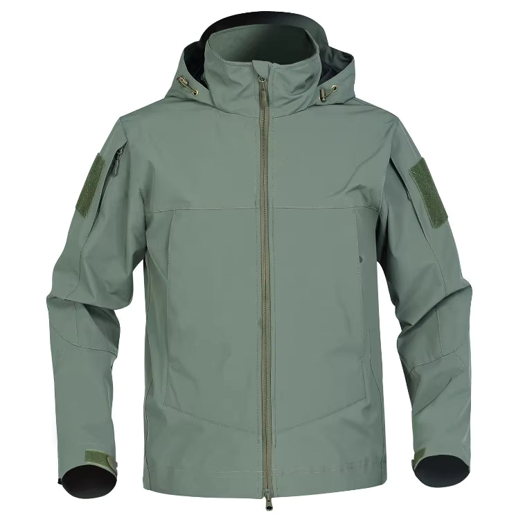Julian's Menswear S Black Men's Hooded Waterproof Softshell Jacket with Polyester Fleece Lining - Green and Black, S to 4XL